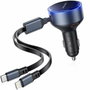 Vention Cargador de Coche FFOB0 con Cables Integrados USB-C y Lightning, 60W, Negro