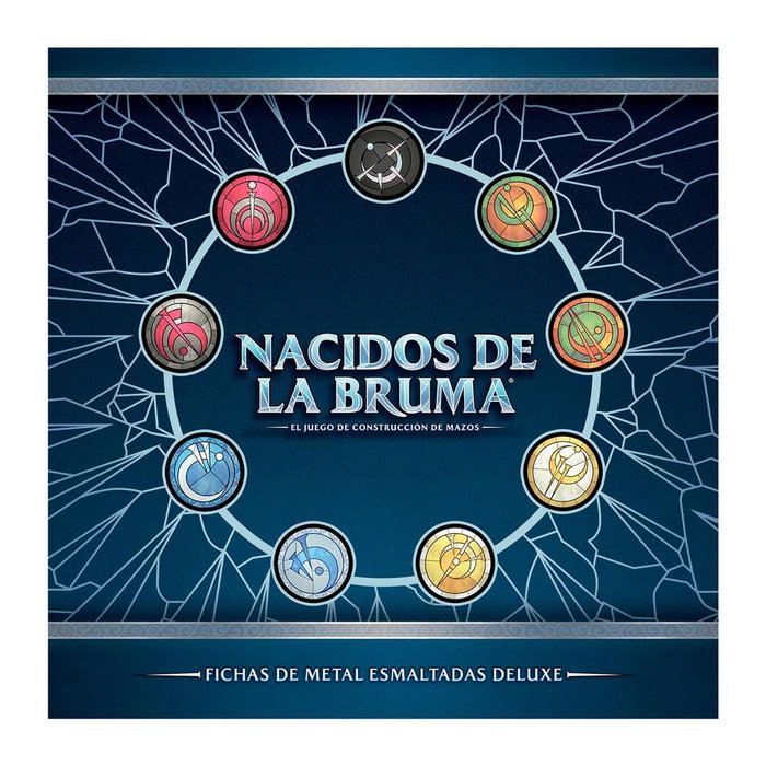 Devir Nacidos de la Bruma Fichas de Metal Esmaltadas Set Oficial 9 Metales Alománticos con Estuche Magnético, Accesorio Juego de Mazos