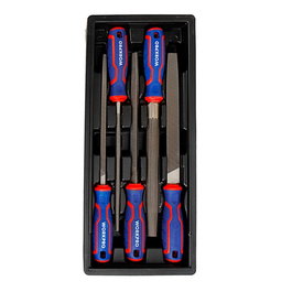 Workpro Juego de 5 Limas de Acero T12 de 200 mm con Caja Organizadora