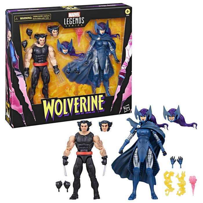 Hasbro Marvel Legends Series Set de 2 Figuras de Lobezno y Mariposa Mental con 9 Accesorios
