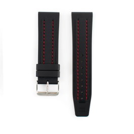 Tommy Hilfiger Correa de Silicona Negra con Pespuntes Rojos 24mm