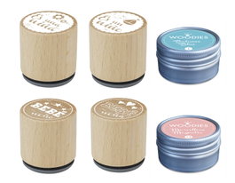 Innspiro Kit de 4 Sellos de Madera y 2 Tintas Nacimiento Niño y Niña