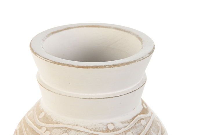 DKD Home Decor Jarrón Mango Blanco y Natural 15x15x38 cm