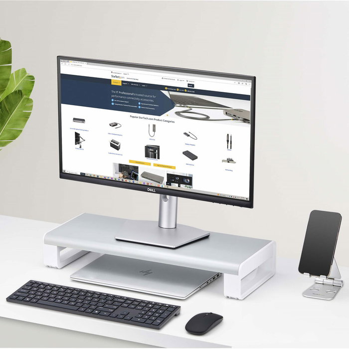 Startech Soporte Elevador Ergonómico para Portátil o Monitor de Sobremesa - 15kg Capacidad - 9cm Altura Fija - Plataforma