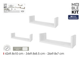 Moblekit Set de 3 Estantes Flotantes Blanco 42 cm, 34 cm, 26 cm