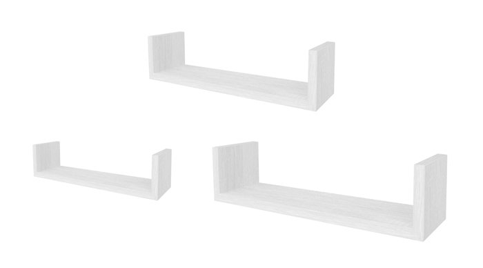 Moblekit Set de 3 Estantes Flotantes Blanco 42 cm, 34 cm, 26 cm