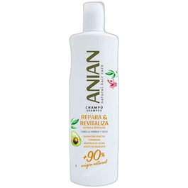 Anian Repara & Revitaliza Champú con Queratina Vegetal - 400 ml - Hidratante, Repara Puntas Abiertas y Fortalece para Cabello Seco y Dañado - 90% Ingredientes Naturales - Vegano