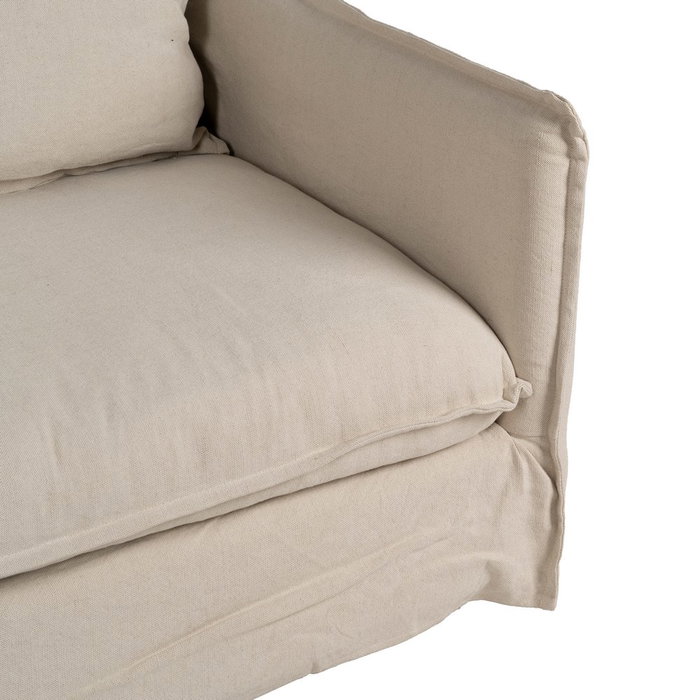 Sofá 3 Plazas Crema Tejido-Madera 200 X 95 X 85 cm Sofá 3 Plazas Crema Tejido-Madera 200 X 95 X 85 cm