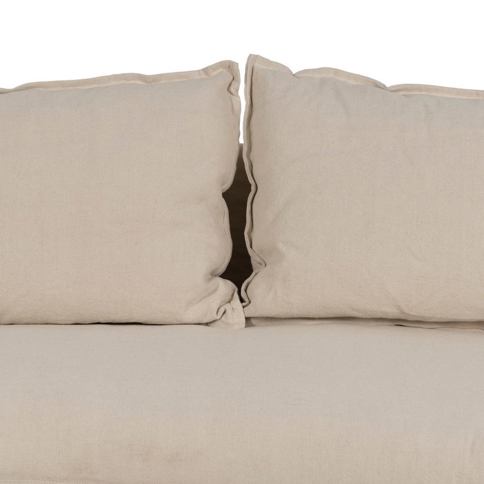 Sofá 3 Plazas Crema Tejido-Madera 200 X 95 X 85 cm Sofá 3 Plazas Crema Tejido-Madera 200 X 95 X 85 cm