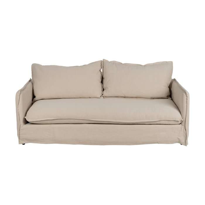 Sofá 3 Plazas Crema Tejido-Madera 200 X 95 X 85 cm Sofá 3 Plazas Crema Tejido-Madera 200 X 95 X 85 cm