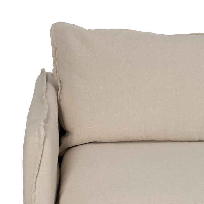 Sofá 3 Plazas Crema Tejido-Madera 200 X 95 X 85 cm Sofá 3 Plazas Crema Tejido-Madera 200 X 95 X 85 cm