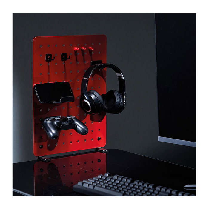 VALUE 17.99.0099 Organizador de escritorio para gamers con soporte de pinza rojo