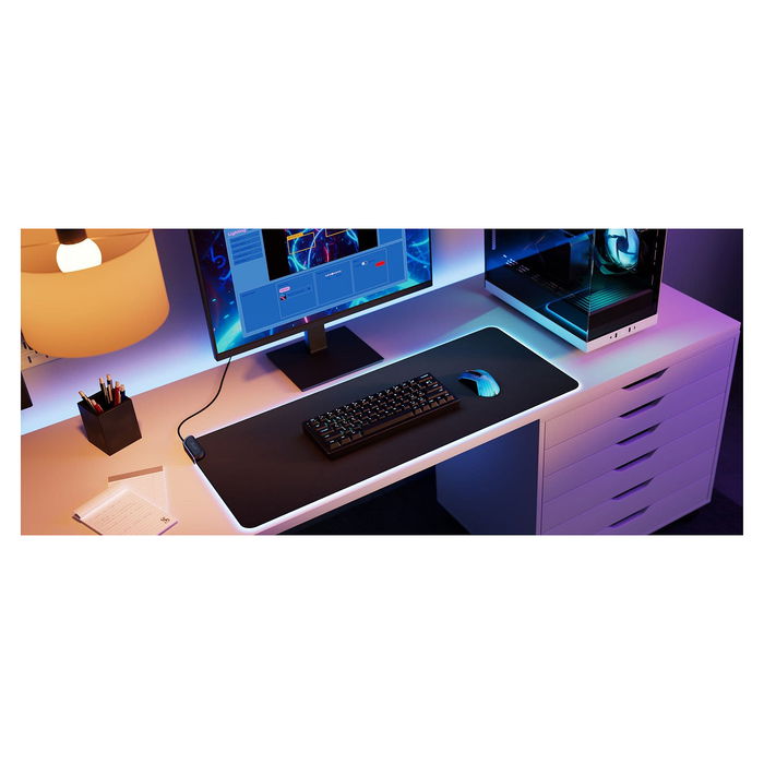 HYTE CNVS Alfombrilla de ratón para juegos XXL, Negro, para Gaming, con USB y Retroiluminación LED