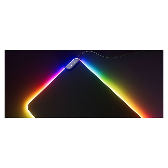 HYTE CNVS Alfombrilla de ratón para juegos XXL, Negro, para Gaming, con USB y Retroiluminación LED