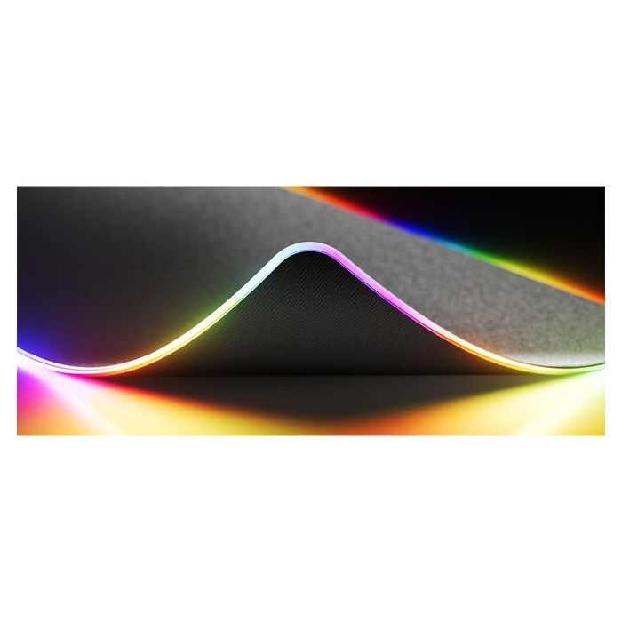 HYTE CNVS Alfombrilla de ratón para juegos XXL, Negro, para Gaming, con USB y Retroiluminación LED