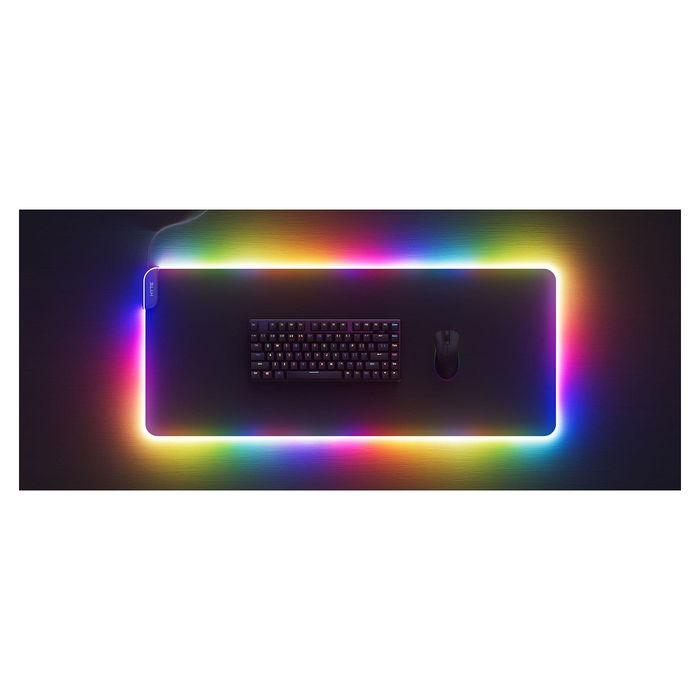 HYTE CNVS Alfombrilla de ratón para juegos XXL, Negro, para Gaming, con USB y Retroiluminación LED