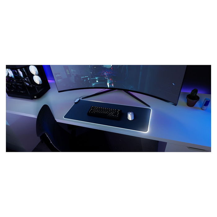 HYTE CNVS Alfombrilla de ratón para juegos XXL, Negro, para Gaming, con USB y Retroiluminación LED