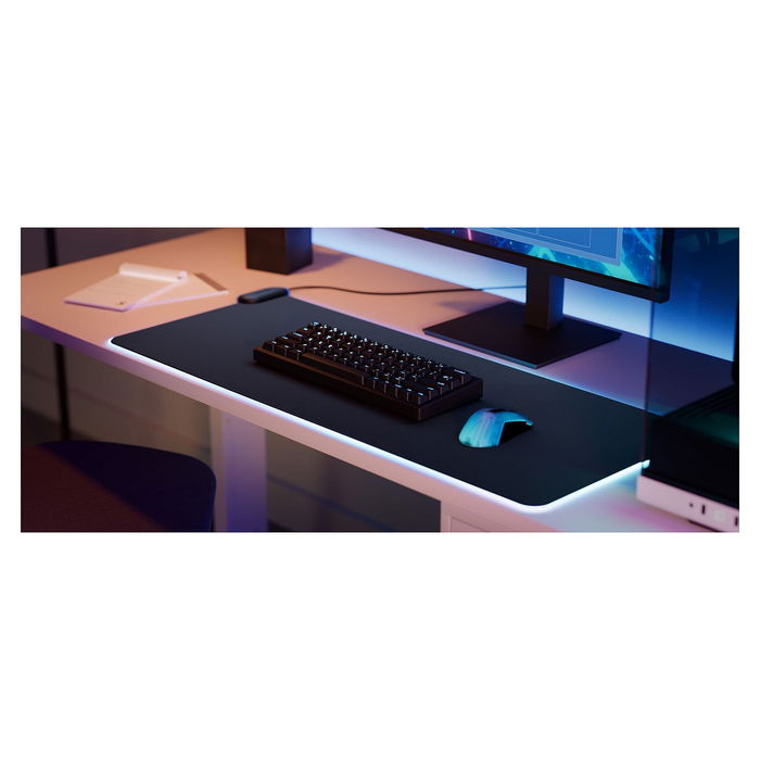 HYTE CNVS Alfombrilla de ratón para juegos XXL, Negro, para Gaming, con USB y Retroiluminación LED
