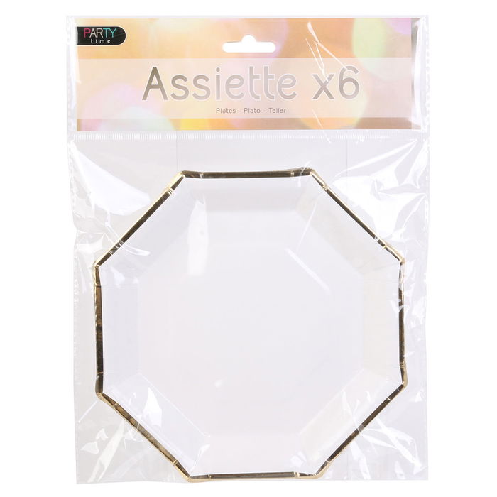 Party Time Juego De 6 Platos Desechable Party Time 18 cm Hexagonal Colores Surtidos