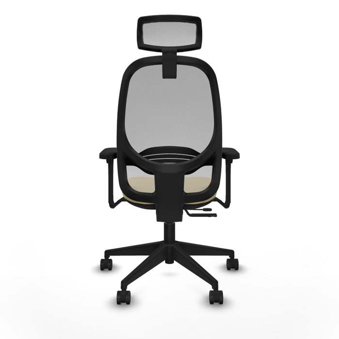 PIQUERAS Y CRESPO Silla de oficina Cilanco con Mecanismo Sincro/Traslack, Similpiel Crema y Malla Gris