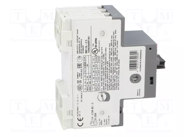 ABB MS116-2.5 Interruptor motorizado 0,75kW 208÷690VAC