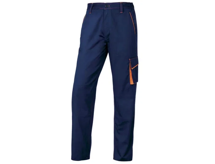 Deltaplus Pantalón de trabajo Panostyle cintura ajustable 5 bolsillos color azul naranja talla S