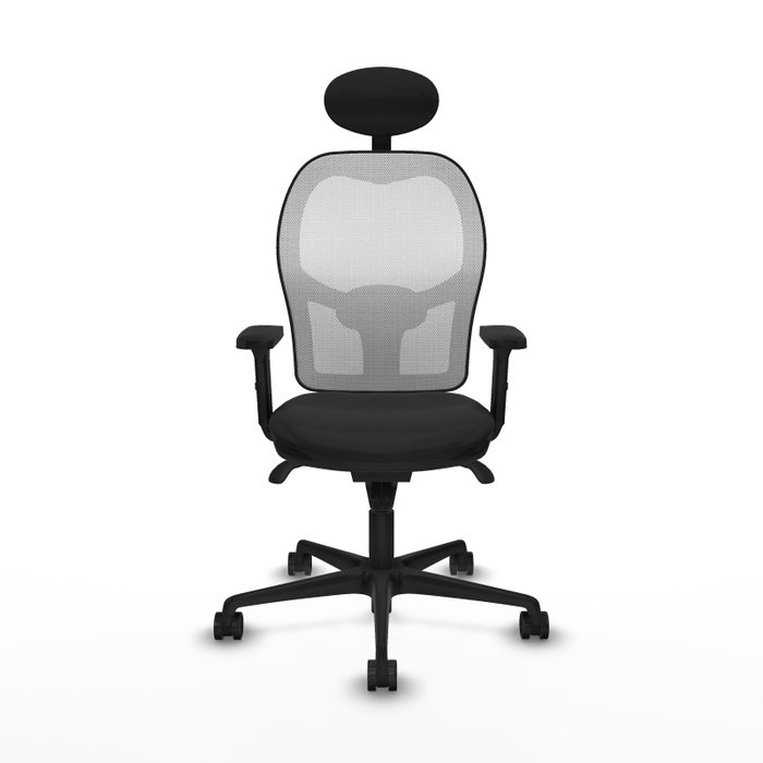 PIQUERAS Y CRESPO Silla de oficina Jorquera con mecanismo Sincro, Malla Blanca y Similpiel Negro