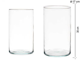 Giftdecor Jarrón de Cristal Cilindro Transparente, 17 cm de Diámetro x 30 cm de Alto, Vidrio para Decoración (Set de 4)