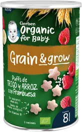 GERBER Puff Snack Orgánico de Cereales y Frambuesa 35 g
