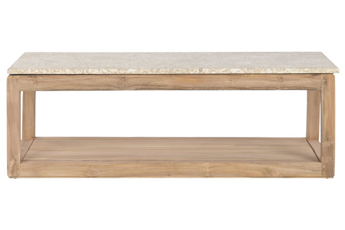 DKD Home Decor Mesa Centro Madera Reciclada Mármol Natural Beige 120x60x40 cm DKD Home Decor Mesa Centro Madera Reciclada Mármol Natural Beige 120x60x40 cm