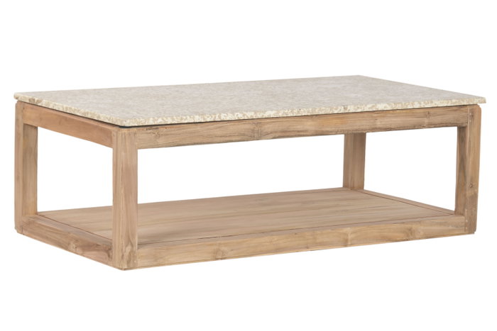 DKD Home Decor Mesa Centro Madera Reciclada Mármol Natural Beige 120x60x40 cm DKD Home Decor Mesa Centro Madera Reciclada Mármol Natural Beige 120x60x40 cm
