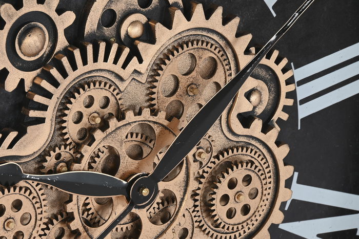 DKD Home Decor Reloj de Pared Loft Dorado y Negro 80 x 80 x 8.5 cm