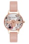 Olivia Burton OB16AM101 Reloj de Mujer con Correa Rosa y Detalles de Abeja