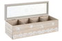 DKD Home Decor Stella Maris Caja de Infusiones, Estilo Atlántico, Azul y Blanco, 30 x 9 x 8 cm
