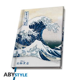 Abystyle Cuaderno A5 Tapa Dura Hokusai La Gran Ola, 180 Páginas, 21.7 x 15.5 cm, Marcador Incluido, Diseño Artístico