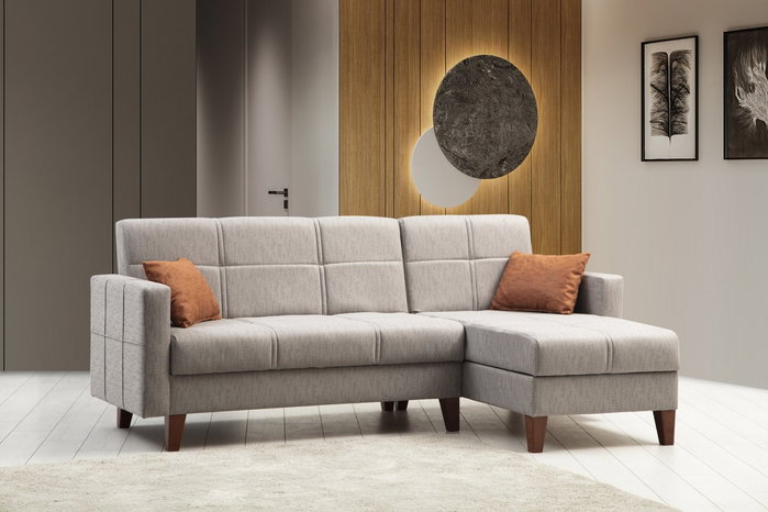 Atelier Del Sofa Polya L sofá esquinero Gris Claro, 216cm ancho, 130cm profundo, Silla Wing 75cm ancho, 102cm alto. Comodidad y Diseño.