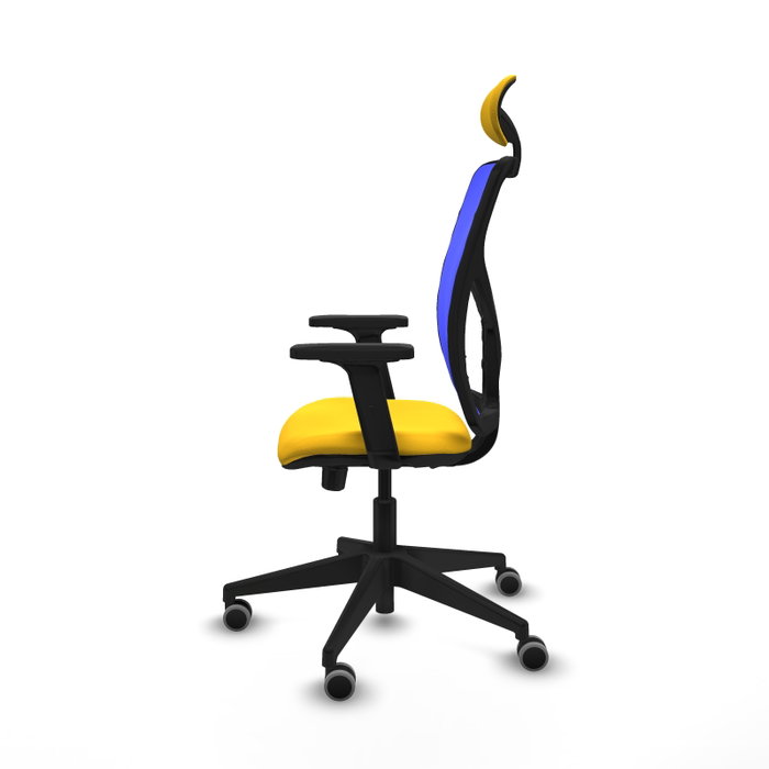 PIQUERAS Y CRESPO Silla de oficina Motilla con mecanismo Sincro/Traslack, Amarillo y Azul