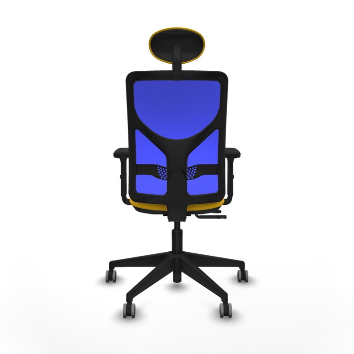 PIQUERAS Y CRESPO Silla de oficina Motilla con mecanismo Sincro/Traslack, Amarillo y Azul