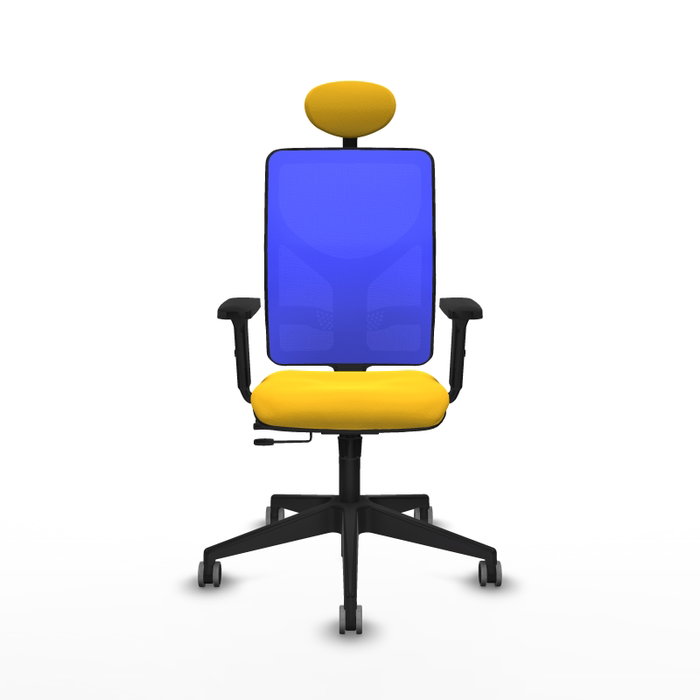 PIQUERAS Y CRESPO Silla de oficina Motilla con mecanismo Sincro/Traslack, Amarillo y Azul