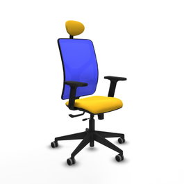 PIQUERAS Y CRESPO Silla de oficina Motilla con mecanismo Sincro/Traslack, Amarillo y Azul