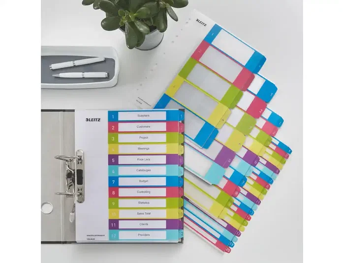 Leitz WOW Separador Numérico 1-12 Extra Ancho A4 Maxi Polipropileno Plástico