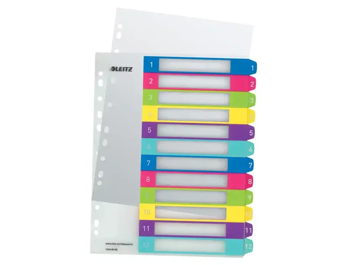 Leitz WOW Separador Numérico 1-12 Extra Ancho A4 Maxi Polipropileno Plástico