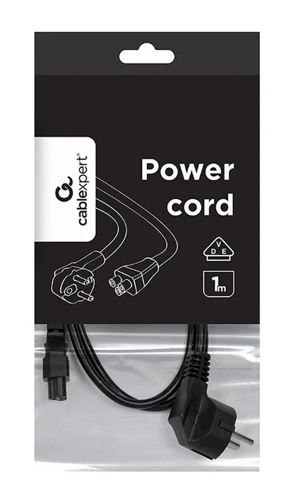 Gembird PC-186-ML12-1M Cable de Alimentación 1m Schuko CEE7/7 a C5 Acoplador Negro - Certificado VDE, CE, RoHS