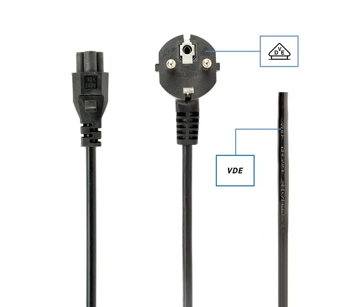 Gembird PC-186-ML12-1M Cable de Alimentación 1m Schuko CEE7/7 a C5 Acoplador Negro - Certificado VDE, CE, RoHS