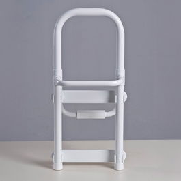 Basics Asa para Bañera - Aluminio Inoxidable Blanco - Ancho Ajustable 75-100 mm, Sujección por Presión Sin Agujeros - 22.5 x 51.5 cm