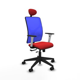 PIQUERAS Y CRESPO Silla de oficina Motilla con mecanismo Sincro/Traslack, Rojo y Azul