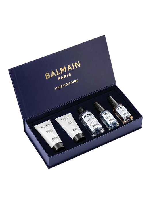 Set Balmain Professionnel: Moisturizing, Hair Shampoo, For Hydration, 50 ml + Moisturizing, Hair Conditioner, For Hydration, 50 ml + Balmain Professionnel, Salt Spray, For Definition & Texture, Light Hold, 50 ml + Argan Moisturising Elixir, Hair Oil, For