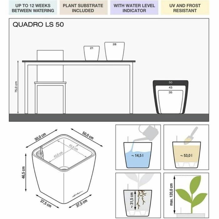 Lechuza Quadro Premium LS 50 Negro Brillante con Reserva de Agua Lechuza Quadro Premium LS 50 Negro Brillante con Reserva de Agua