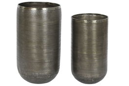 DKD Home Decor Macetero Moderno Verde Musgo y Dorado de Aluminio, Set de 2 Piezas, 35 x 64 x 35 cm