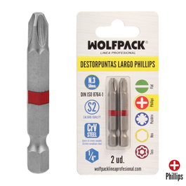 WOLFPACK LINEA PROFESIONAL Puntas Largas Phillips Nº 3